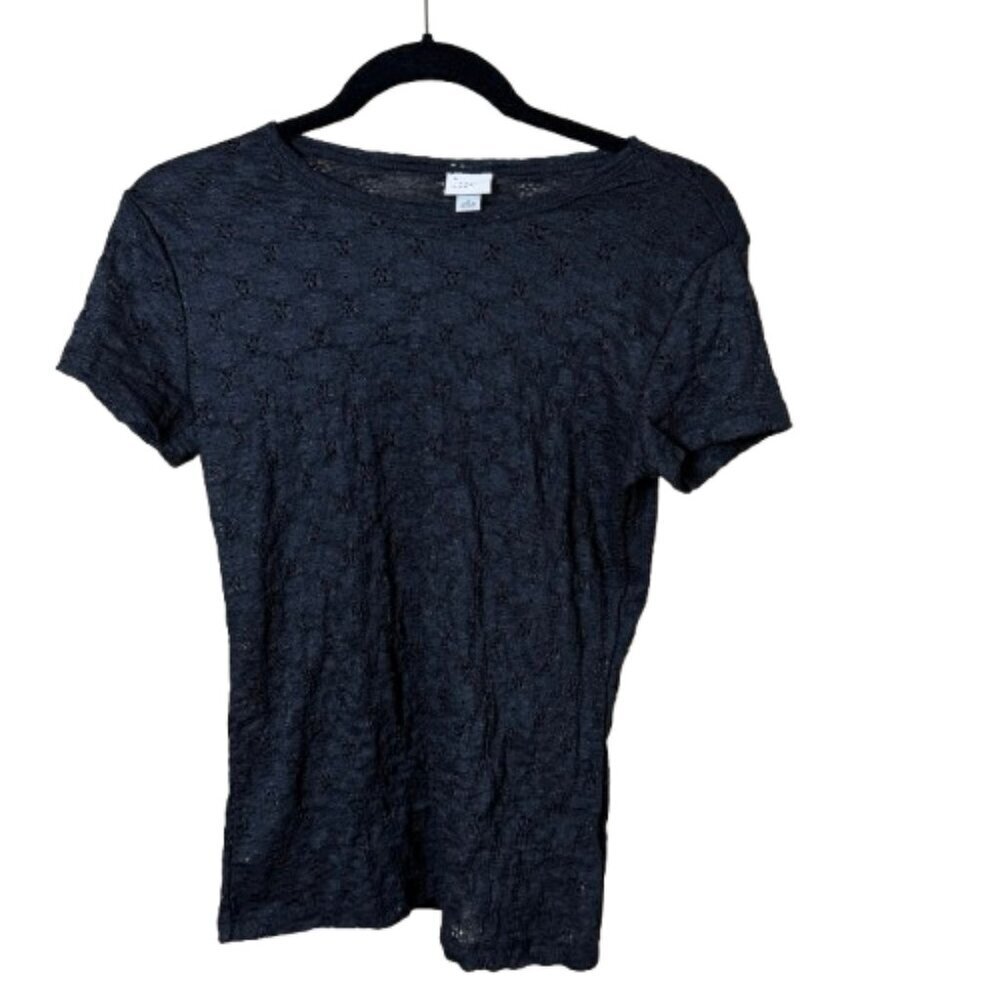 A NEW DAY Semi Sheer Floral Mesh T Shirt Top Size Small